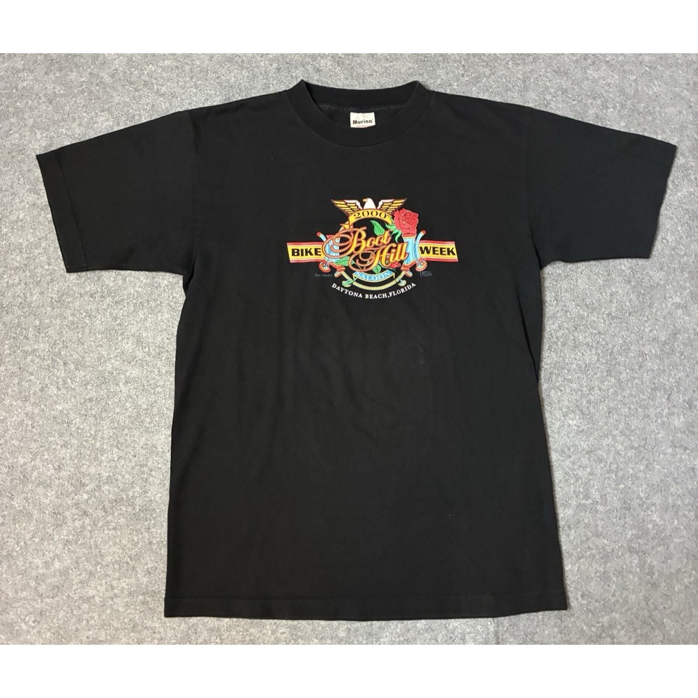 Vintage Bike Week Mens M Shirt Black 90s Sturgis Daytona Harley Davidson USA Y2K